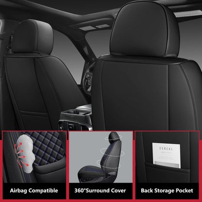WENNFOUR Wrangler Seat Covers 2018-2026 Full Set, Waterproof Leather Interior Sets with Lumbar Support Custom Fit for Jeep Wrangler JL 4 Door Unlimited Sahara/Sport/Rubicon X 392 Willys, Black Blue