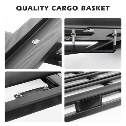 Updated Roof Rack Cargo Basket Carrier, 63'' x 38'' Aluminum Alloy Luggage Holder for SUV, Truck, Car - Universal Design with 150lbs Weight Capacity,Steel Construction for Durability Strength