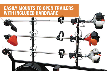 Buyers Products LT13 3-Position Lockable Weed Wacker/Trimmer Rack for Landscape Trailers - Adjustable, Black Powder-Coated Steel, Holds 3 Weed Eaters, Rust-Resistant Lawn Edger Rack, Made in USA