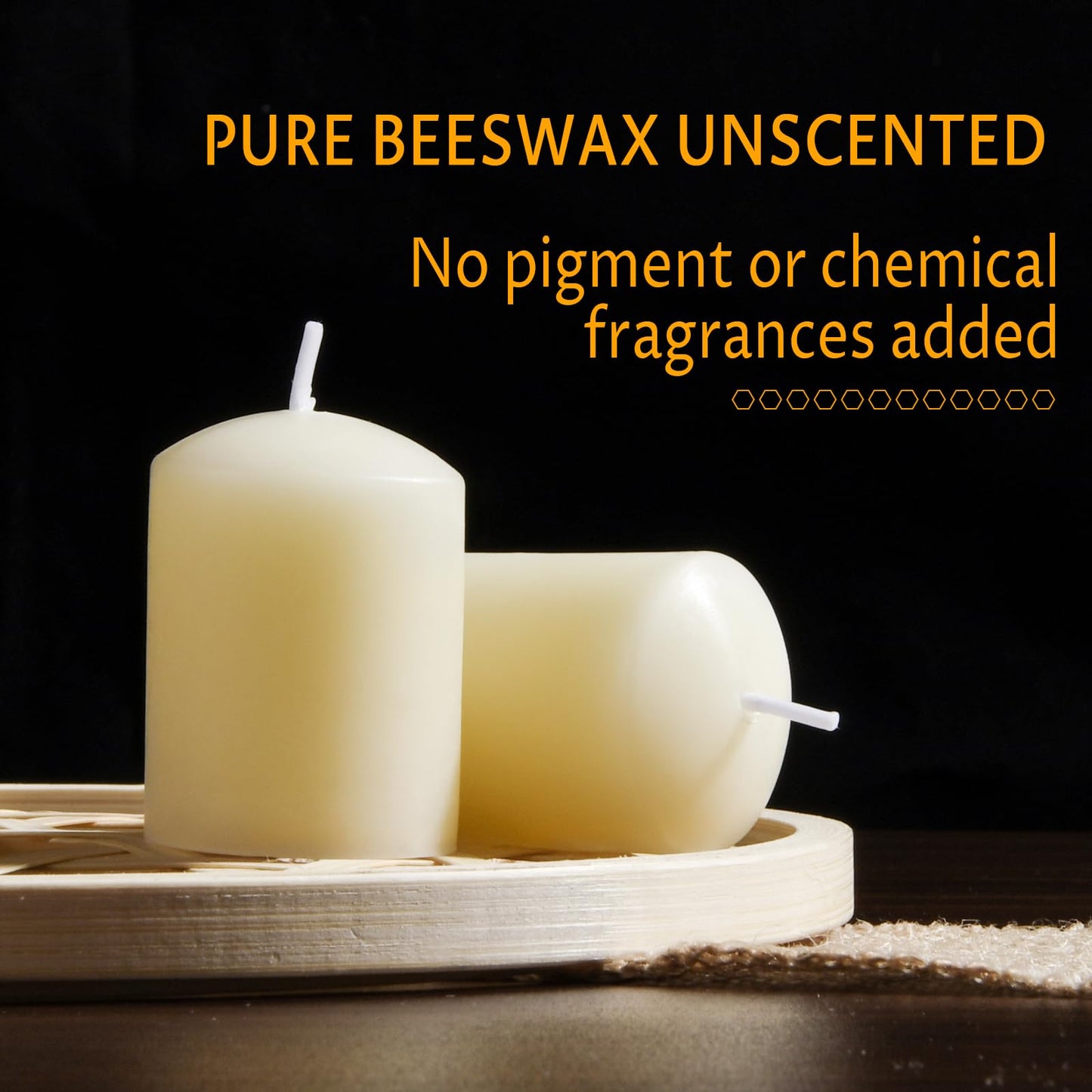 TELOSMA Natural Beeswax Candles Drippless - Smokeless Pure Beeswax Votive Candles - Mini Beeswax Pillar Candle for Home, Restaurants, Parties Decorations -Pack of 12, Off White