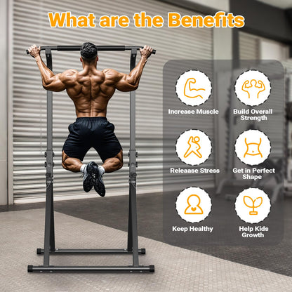 YYJO Foldable Pull Up Bar Free Standing Multi-function Power Tower Dip Bar Home Gym Strength Training Equipment 350 LBS Weight Capacity