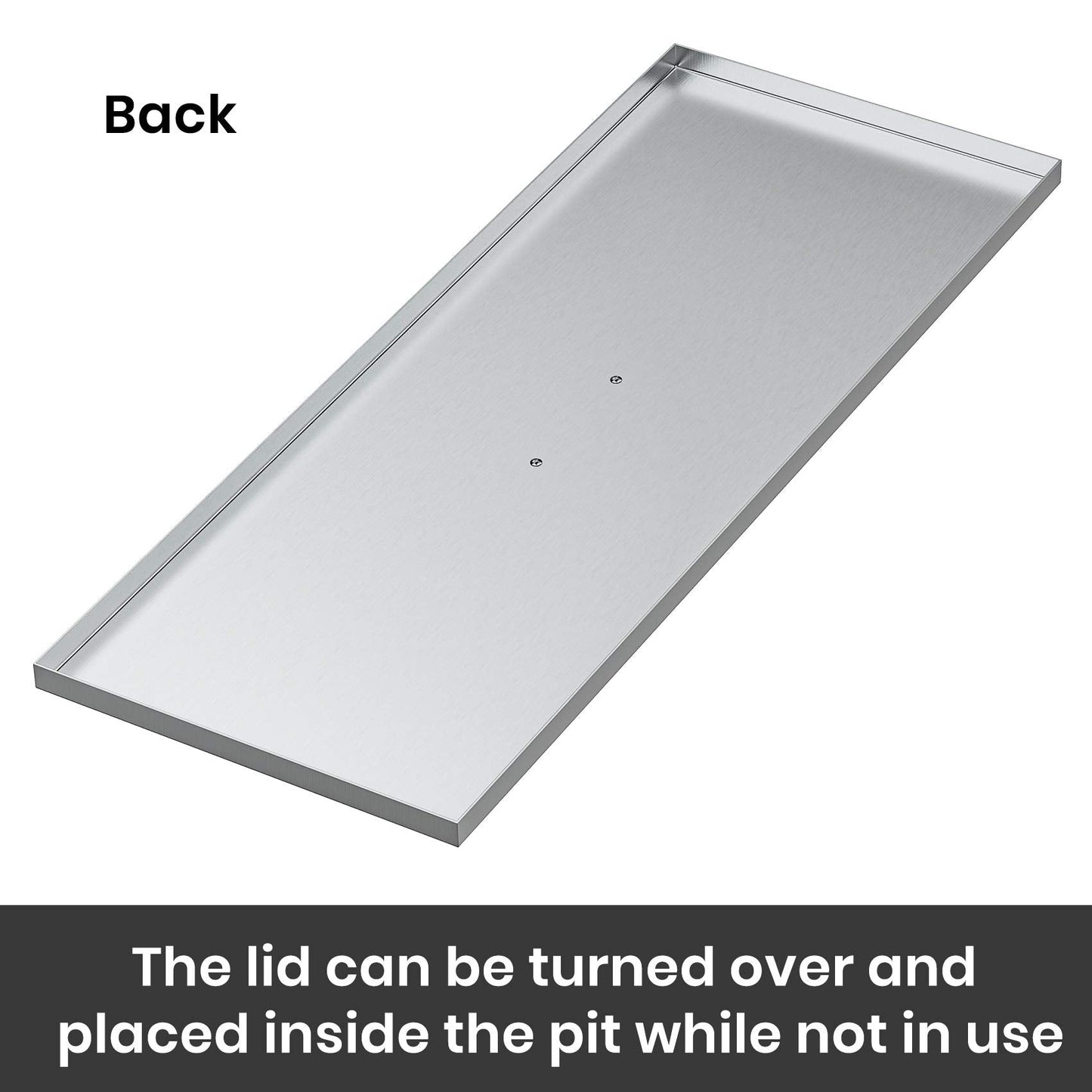 Stanbroil Fire Pit Burner Pan Cover 39" x 15", Fits 36 x12 Inches Rectangular Drop-in Burner Pan, Stainless Steel
