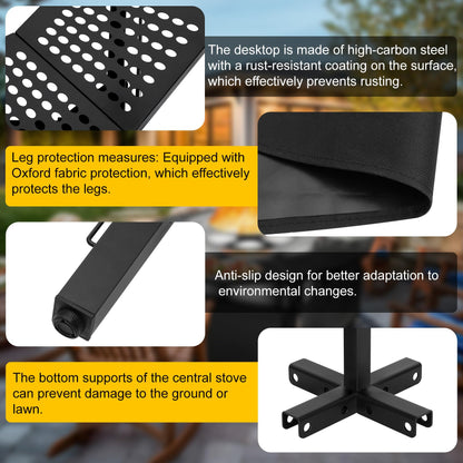 48 Inch Fire Pit Bonfire Surround for Solo St ove Yukon, Circular Safety Protection, Equipped with a Safety Support Frame to Prevent Direct Contact with the Ground