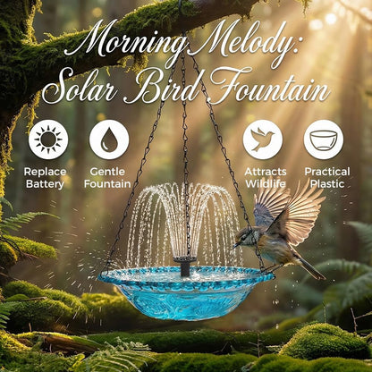 Solar Cascade Bird Bath Fountain - New 2026 Hanging Water Feature for Garden & Patio | Blue