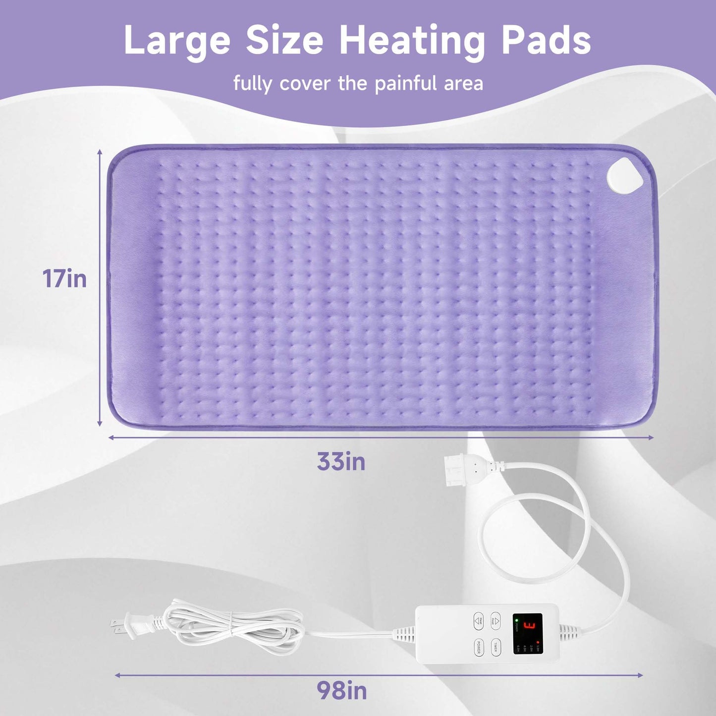 Heating Pad for Back, Large Heating Pads for Body Muscle Pain Cramps Relief, 6 Heat Settings Machine Washable Electric Heating Pad, Birthday Christmas Gifts for Women Mom