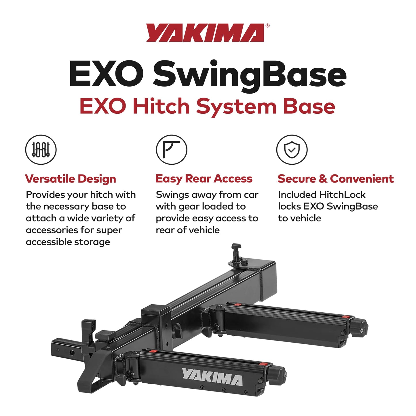 Yakima Swing Rack, Hitch Cargo System w/ Accessory Arm & Locks, EXO SwingBase, 2 In, Black - Heavy-Duty Car Vehicle Storage Accessories for Travel and Camping