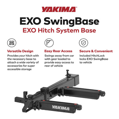 Yakima Swing Rack, Hitch Cargo System w/ Accessory Arm & Locks, EXO SwingBase, 2 In, Black - Heavy-Duty Car Vehicle Storage Accessories for Travel and Camping