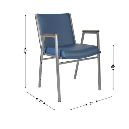 Flash Furniture Hercules Series Heavy Duty Navy Vinyl Stack Chair with Arms and Ganging Bracket