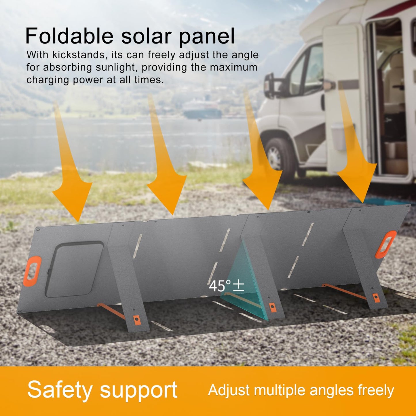 EYONGPV 300W Portable Solar Panel, 26% HPBC Cells, Foldable Solar Charger, 15ft (4.5m) Cable, 30A Anderson Output, IP65 Waterproof for RV Camping, for EcoFlow, Anker, Jackery, Bluetti Power Station