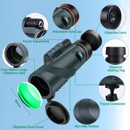 80x100 High-Power Binoculars Two-Piece Set with Phone Mount and Tripod, Featuring BAK4 Prisms and FMC-Coated Lenses Ideal for Hunting,Stargazing,Birdwatching,Wildlife Observation, Camping, and Hiking