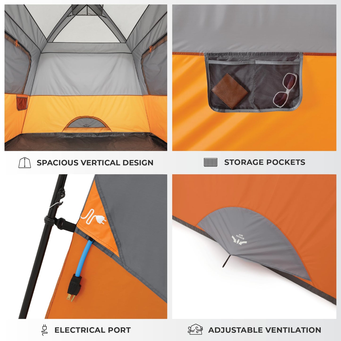 CORE 4 Person Cabin Tent | Portable Family Tent with Carry Bag for Outdoor Car Camping | Included Gear Loft for Camping Accessories
