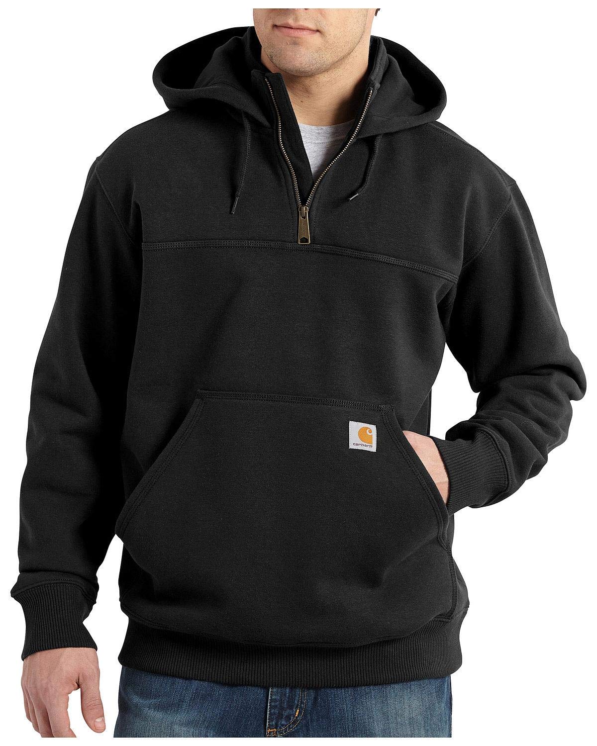 Carhartt Men's Rain Defender Paxton Heavyweight Hooded Zip Mock Neck Sweatshirt,Black,X-Large
