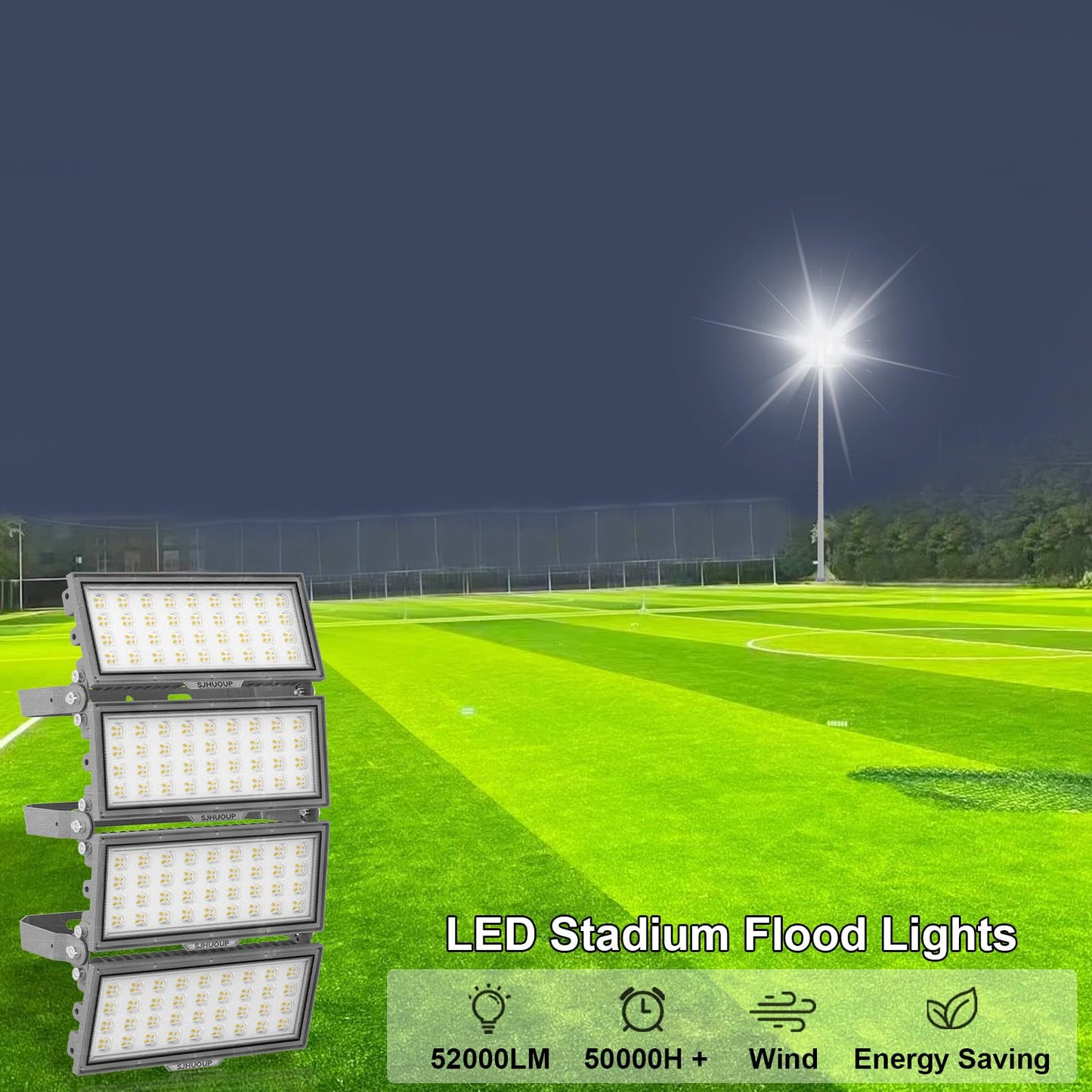 SJHUOUP 400W LED Stadium Lights,52000Lumen 6500K Super Bright LED Flood Light Outdoor,Surge 6KV IP67 Waterproof Adjustable Lighting Angle for Stadium,Arena