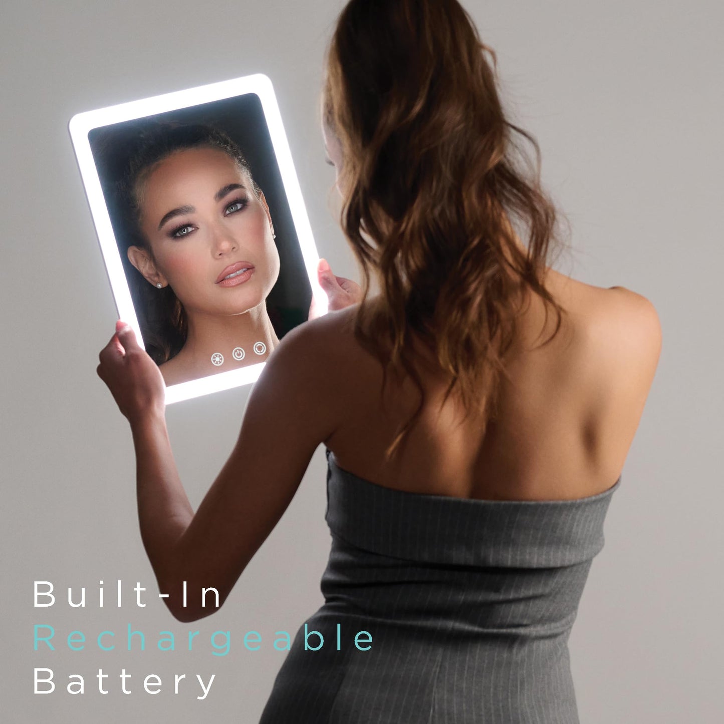 Ilios Lighting Rechargeable LED Portable Vanity Mirror — Simulates Daylight by 98%, 3 Color Modes, 5 Dimming Levels, Up to 125-Min Battery, USB-C, Touch Control, Adjustable Stand, Travel Makeup Mirror