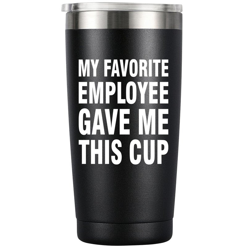 MASGALACC My Favorite Employee Gave Me This Cup Funny Boss Gift from Employees Coworkers Gifts to Employer Novelty Drinkware Coffee Mug, 20oz Stainless Steel Insulated Tumbler, Black
