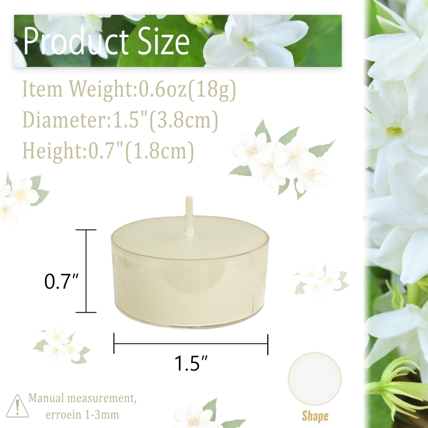 Ivory Tea Lights Candle Set of 24, Jasmine Scented Tealight Candles, Handmade Tea Candles, Long Burning Tealights for Romantic Wedding Home Decor Gift