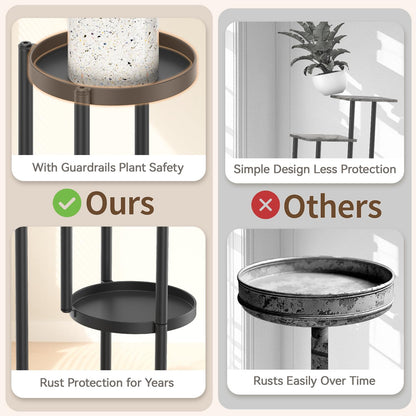 LASZOLA Black 7 Tier Plant Stand Indoor Heavy Duty Metal Planter Flower Holder Rack, Multi Modern Narrow Organizer, Floor Vertical Tower, Spiral Sturdy Decorate for House Bathroom Office Living Room
