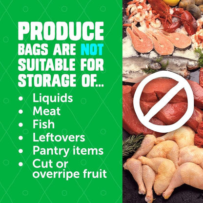 Ziploc Food Storage Produce Bags, Seal Top to Keep and Control Moisture, 15 Bags Total