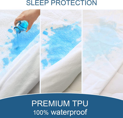 Skiennix Full Size Mattress Protector - Waterproof, Super Soft & Breathable, 14" Deep, Machine Washable