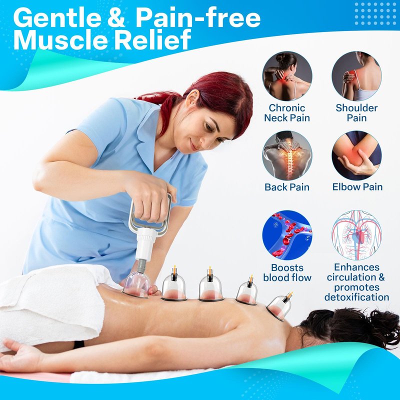 Eambond Cupping Kit, Cupping Therapy Sets Massage Back, Pain Relief, Physical Therapy, Chinese Muscle Cupping Tool with Pump & Vacuum Silicone Cups for Cellulite Reduction at Home