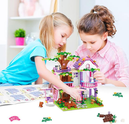Tree House Building Set for Girls - 558pcs Treehouse Building Blocks Toys Forest Camp House Bricks Kit with Animals Birthday for Kids Girls Boys Age 6 7 8 9 10 11 12+