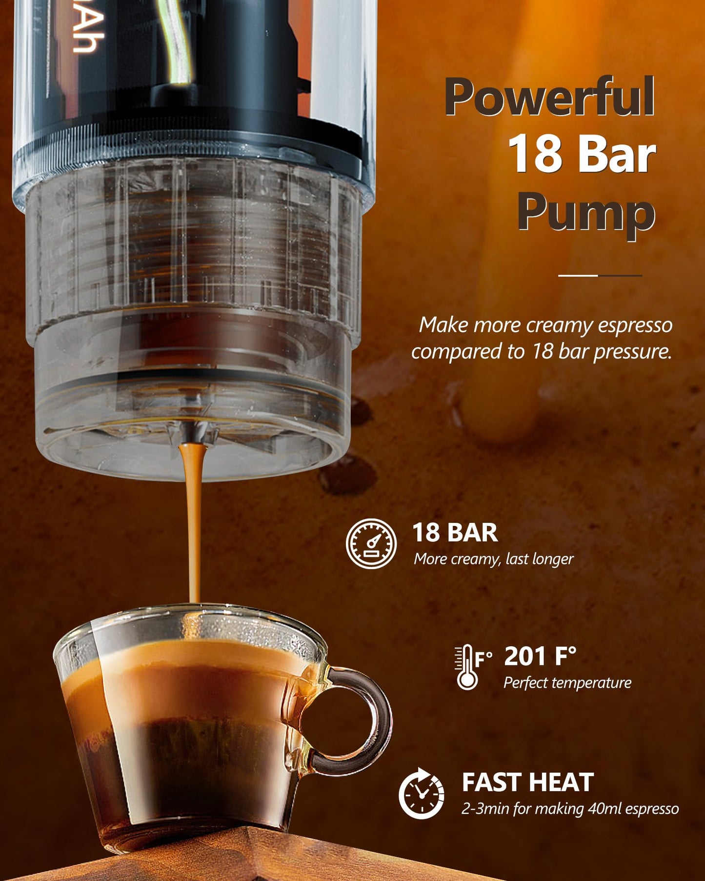 CONQUECO Portable Espresso Machine Travel: 12v Car Coffee Maker with Battery for Camping - Small Electric - 2.5 Mins Heating - Set With Ground Coffee & NS Capsule & Handbag for RV, Hiking, Office