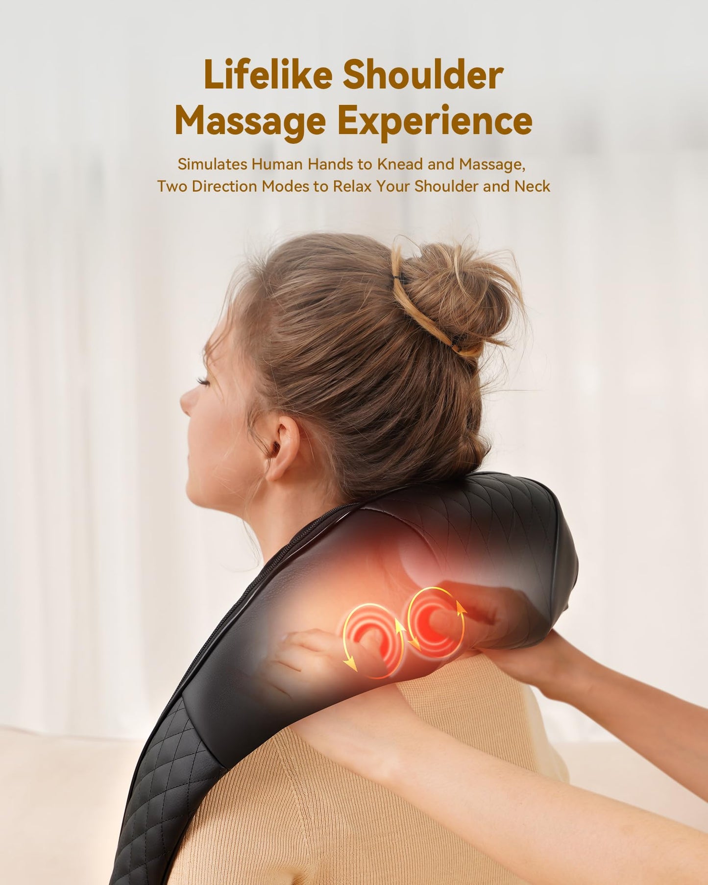 KNQZE Shiatsu Neck and Back Massager with Heat, Neck and Shoulder Massager, 4D Deep Tissue Kneading Massage Pillow for Shoulder, Back, Leg Muscle Pain Relief, Gifts for Mom Woman, Not Cordless