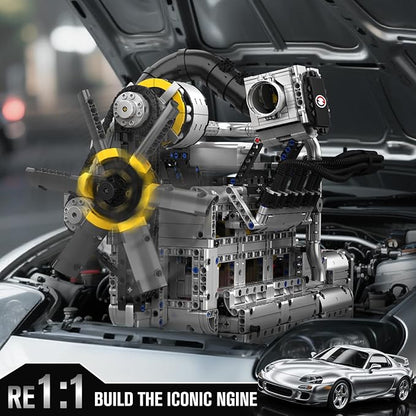Mould King 10214 Engine Model kit That Runs Build Your Own Cars 4-Speed Transmission Engine That Works Engineering Kit for Display Collection STEM Kit Gift for Adults 14+ Teens/Adult (2177 Pcs)
