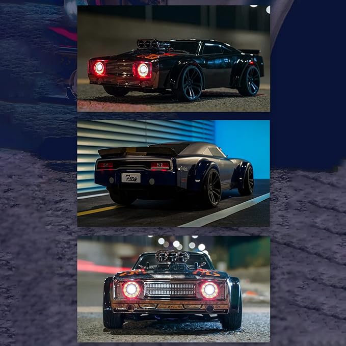 GoolRC RC Drift Car 1:16 Scale Remote Control 4WD 35KM/H High Speed Racing 2.4GHz Drifting for Adults with Cool LED Lights Extra Drift Tires and 2 Batteries (Blue)