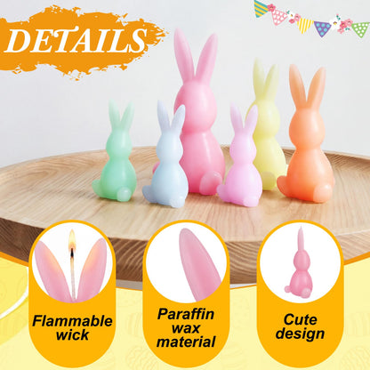 Lounsweer 6 Pcs Large Easter Bunny Candles Gift Set 3 Size Rabbit Shaped Unscented Votive Tea Lights Candles for Easter Spring Party Supplies Home Table Centerpieces Decor