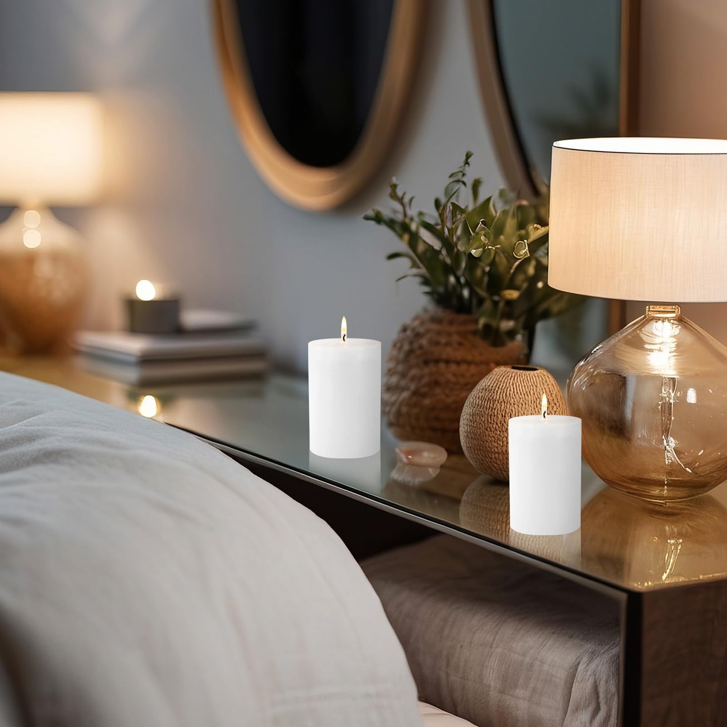 6 Pack Unscented Dripless Smokeless White Pillar Candles, 2.75x3.25 Inch Cylinder Wax Candles for Home Table Holiday Party Spa Decor Emergency
