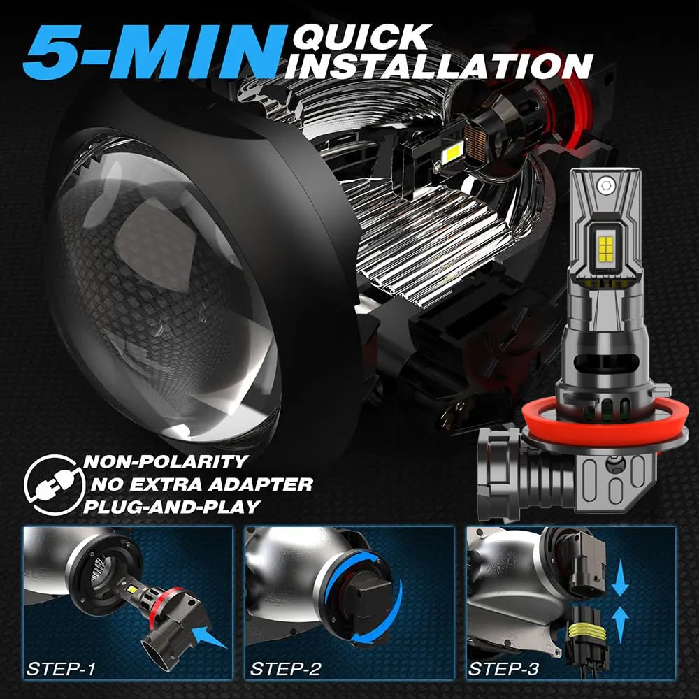 Fit For Can-Am Maverick Trail 800 1000R 2018-2019,H11 Hi/Lo Beam Bulbs,IP68 Waterproof 800% Brightness 12000LM 6500K White, Plug and Play,1:1 Size,Fit for Motorcycle Vehicle ATV UTV,Pack of 4
