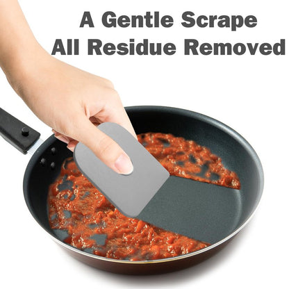 Pan Scraper, 5 Pcs Pot Scraper Plastic, Pot Scraper Non Scratch for Cast Iron, Pot and Pan Cleaning, Sturdy Scraper Kitchen Tool, Grey