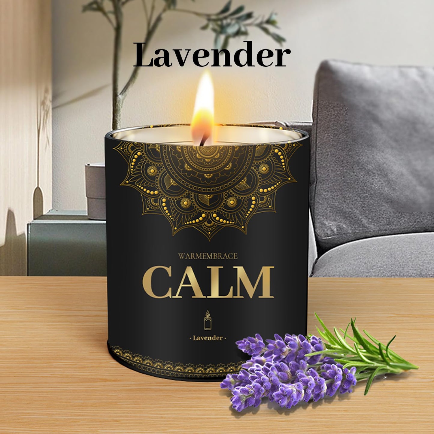 WarmEmbrace Lavender Scented Candles, 9 Oz Jar Candles for Home, Office, Meditation, Yoga, Candles for Women & Men, Mother's Day, Birthday, Christmas, Valentine's Day Present, Housewarming Gift