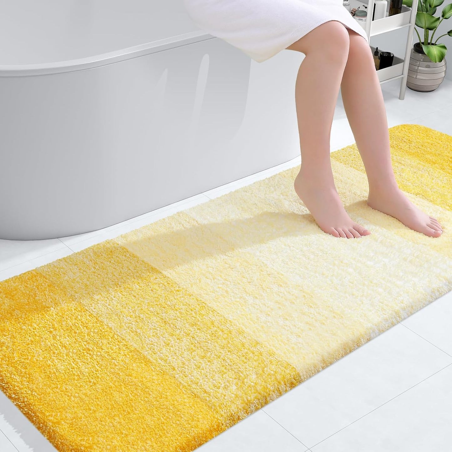 OLANLY Bathroom Runner Rug - Extra Soft Microfiber Mat | Quick Dry, Washable, 59x24 Inches, Yellow