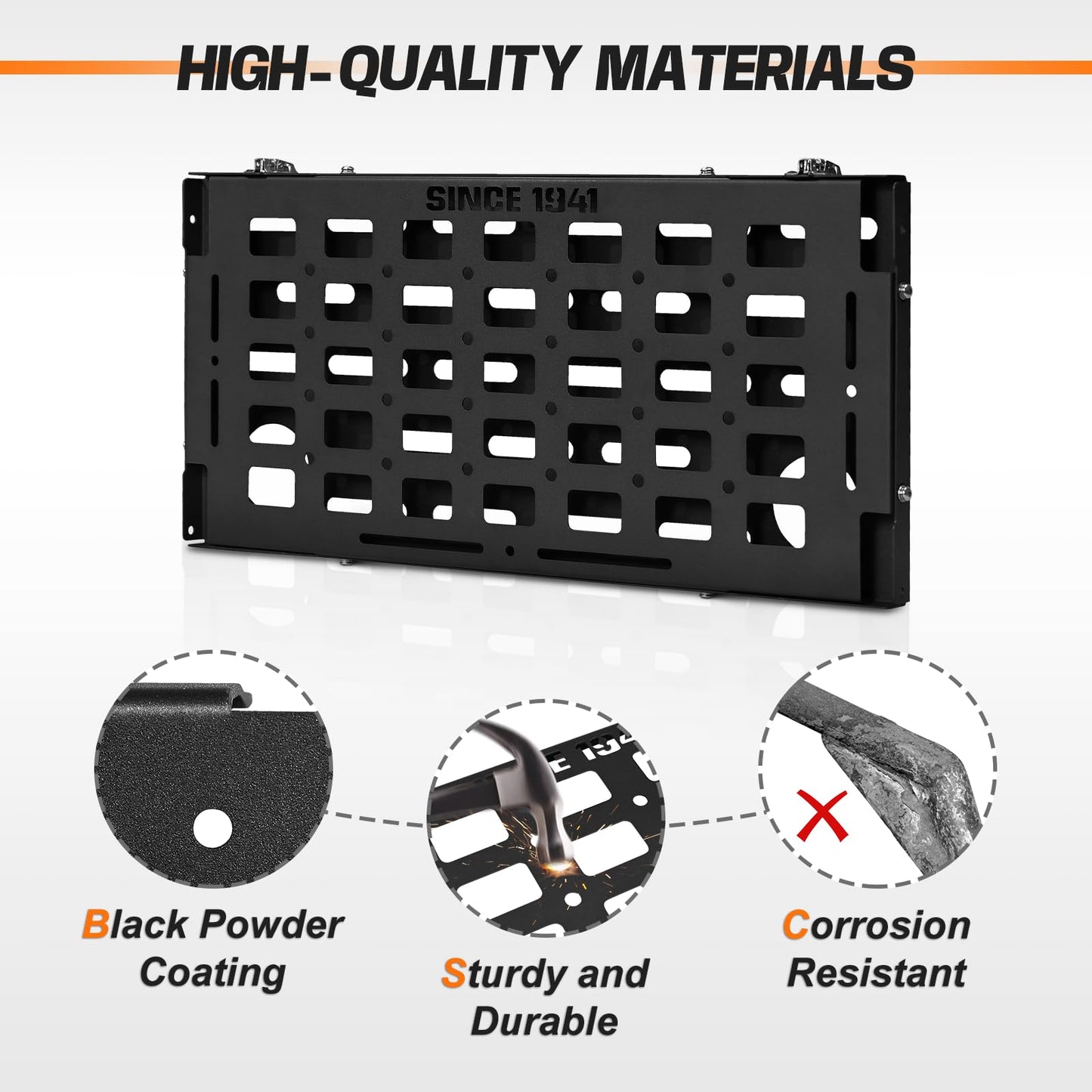 AMWMORV Rear Door Foldable Storage Cargo Rack Tailgate Table Compatible with 2018-2024 Jeep Wrangler JL/JLU 2&4 Door,Heavy-Duty Single-Layer Foldable| No Drilling| Water Drainage