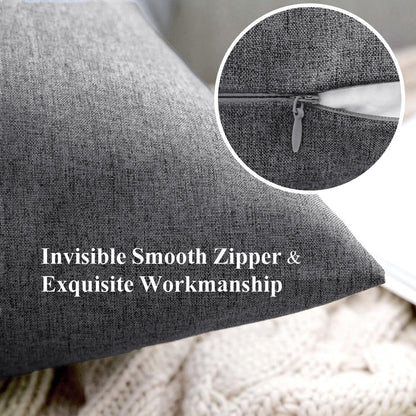 MIULEE Decorative Outdoor Throw Pillow Covers - Waterproof Faux Linen Cushion Cases | 22x22 Inch Light Grey (Pack of 2)