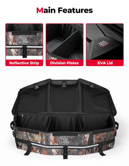 KEMIMOTO Upgraded ATV Cargo Bag, 50L ATV Front/Rear Rack Toolbox Trunk Cooler Bag Compatible with Can-am X3, Outlander Renegade 500 800 570 850 650 1000 MAX 500 (Camo)