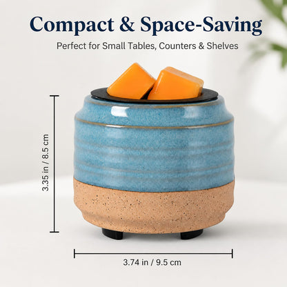 Mocosa Ceramic Wax Melt Warmer,2 in1 Candle Wax Warmer Fragrance Warmer for Wax Cubes,Wax Melter Perfect Christmas Gifts for Mom Women(White Brown)