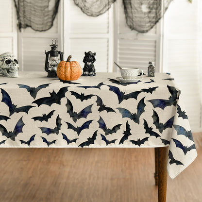 Horaldaily Halloween Tablecloth 52x70 Inch Rectangular, Bats Washable Table Cover for Party Picnic Dinner Decor
