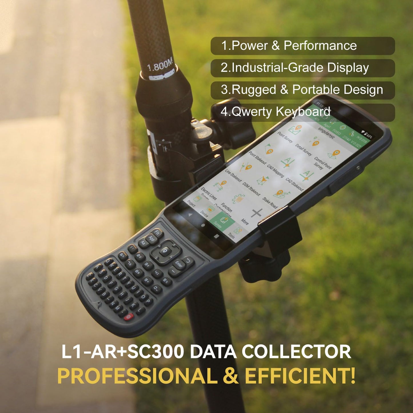 L1-AR GNSS RTK Base+Rover – RTK GPS Handheld Collector with Software & Visual Stakeout with Camera, Global Shutter with 2 MP, 2cm Accuracy, 120° Tilt Survey | Professional Support
