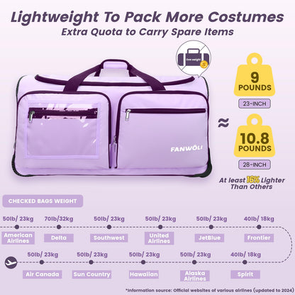 Fanwoli 23" Dance Bag with Garment Rack | Upgraded Stable System & Fabric | More Lightweight & Wear-Resistant | Ideal Competition Duffle Bag for Dancers Livestreamer Athletes