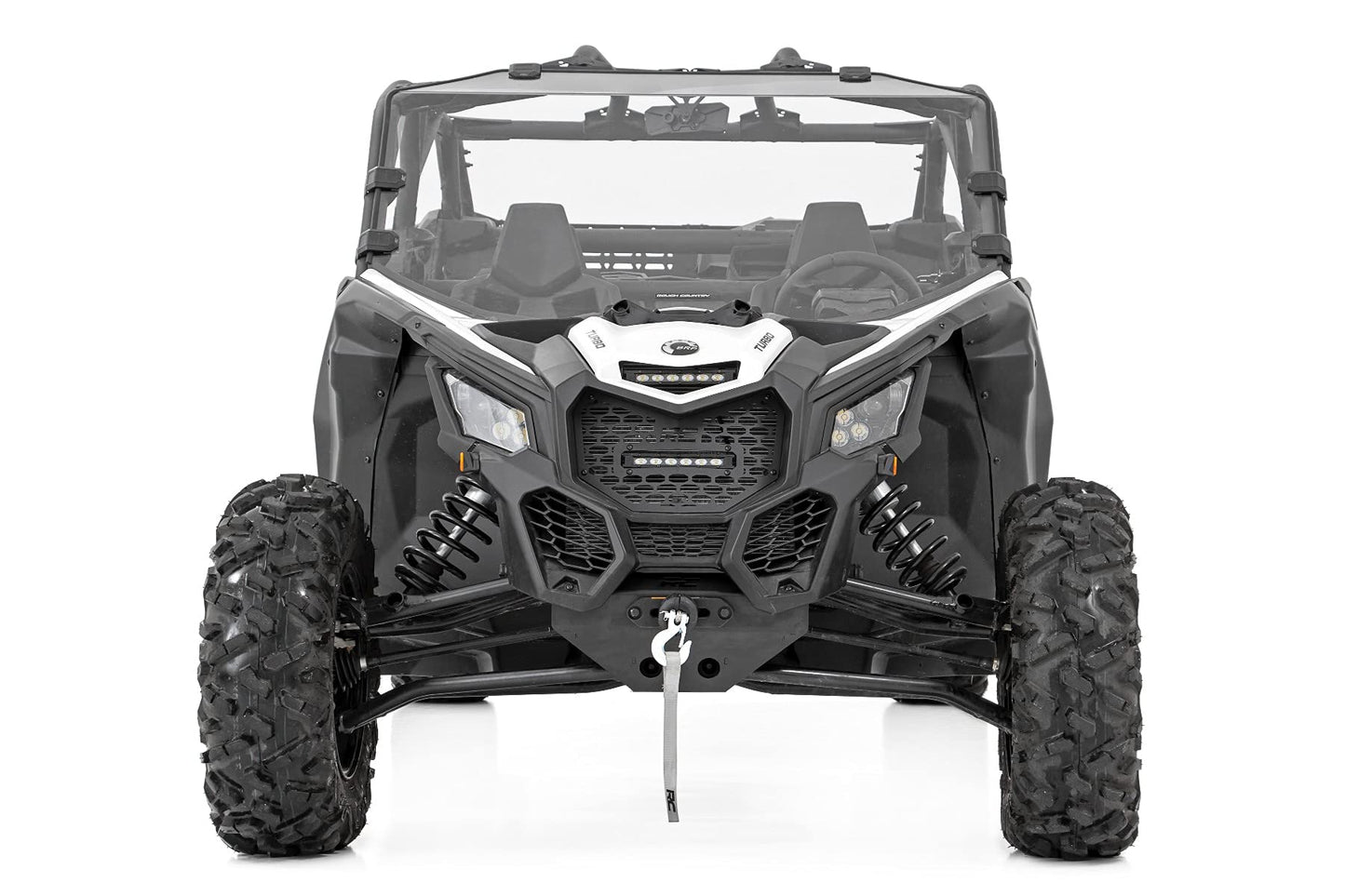 Rough Country 4,500 LB Winch Mount Kit for Can-Am Maverick X3 - Bolt-On Plate with RS4500S UTV Winch & Synthetic Rope