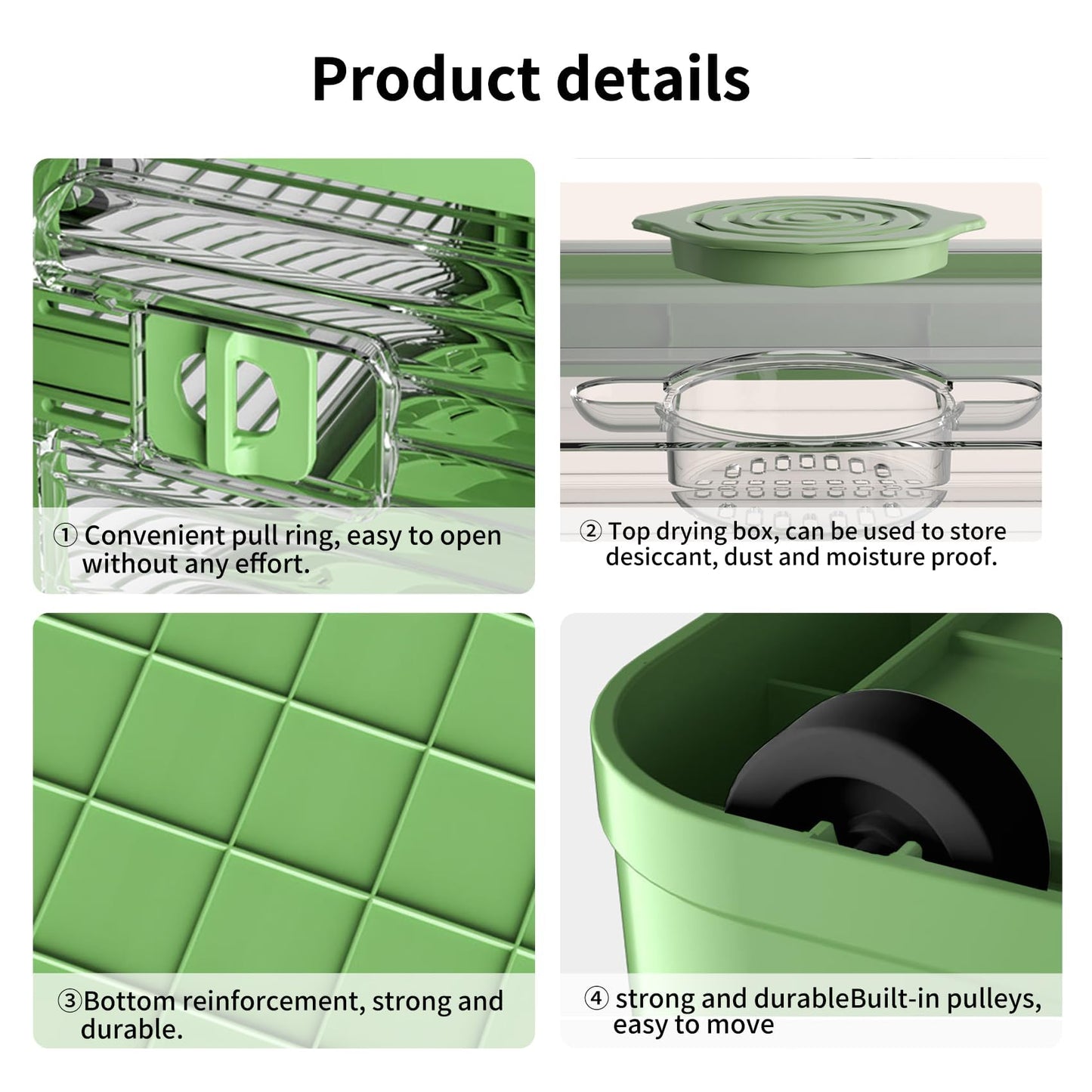 Roqao 3-Pack Stackable Storage Bins, 83-Liter Collapsible with Wheels and 3 Lids, Foldable Organizers for Outdoor Camping, Green