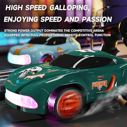 1:64 Scales Mini RC Car 2.4Ghz 4WD Desktop RC Drift Car Handheld Racing Mini Vehicle with LED Lights Rechargeable Electric Toy Birthday Gifts for Teens or Adults