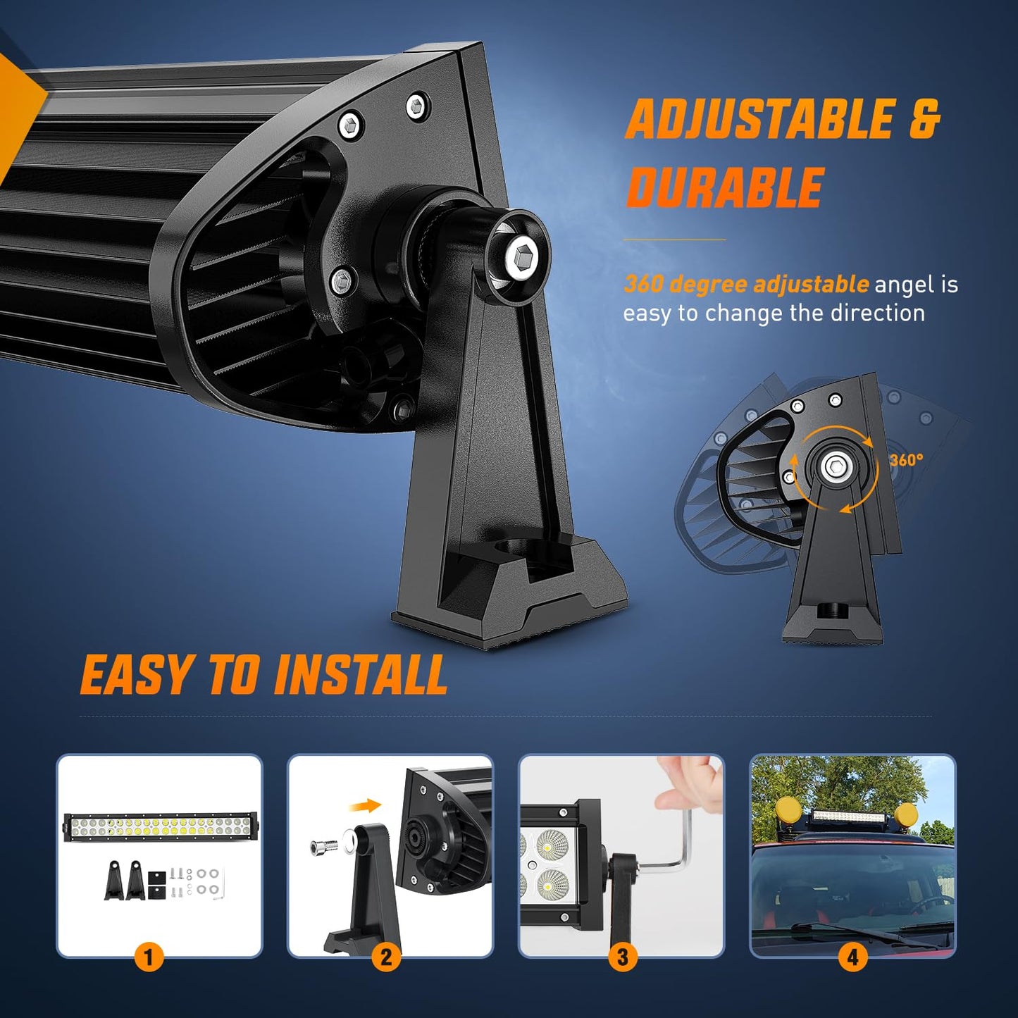 Nilight 54" 312W Curved LED Work Light Spot Flood Combo Bar Driving Fog Lamp off road lights