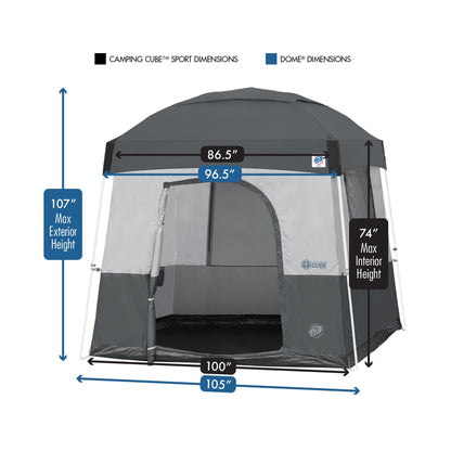 E-Z UP Camping Cube Sport, Converts 10' Angled Leg Canopy into Camping Tent, Grey (Canopy/SHELTER/Poles NOT Included)