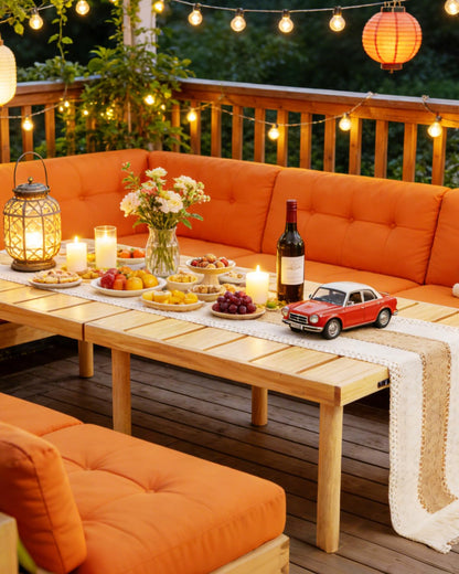 Gereat 48" X 24" Boho Low Picnic Table, Portable Wooden Picnic Table with 3 Adjustable Heights, Natural Pine Wood Floor Table for Camping, Weddings, Beach & Family Gatherings, Seating for 2-4 People