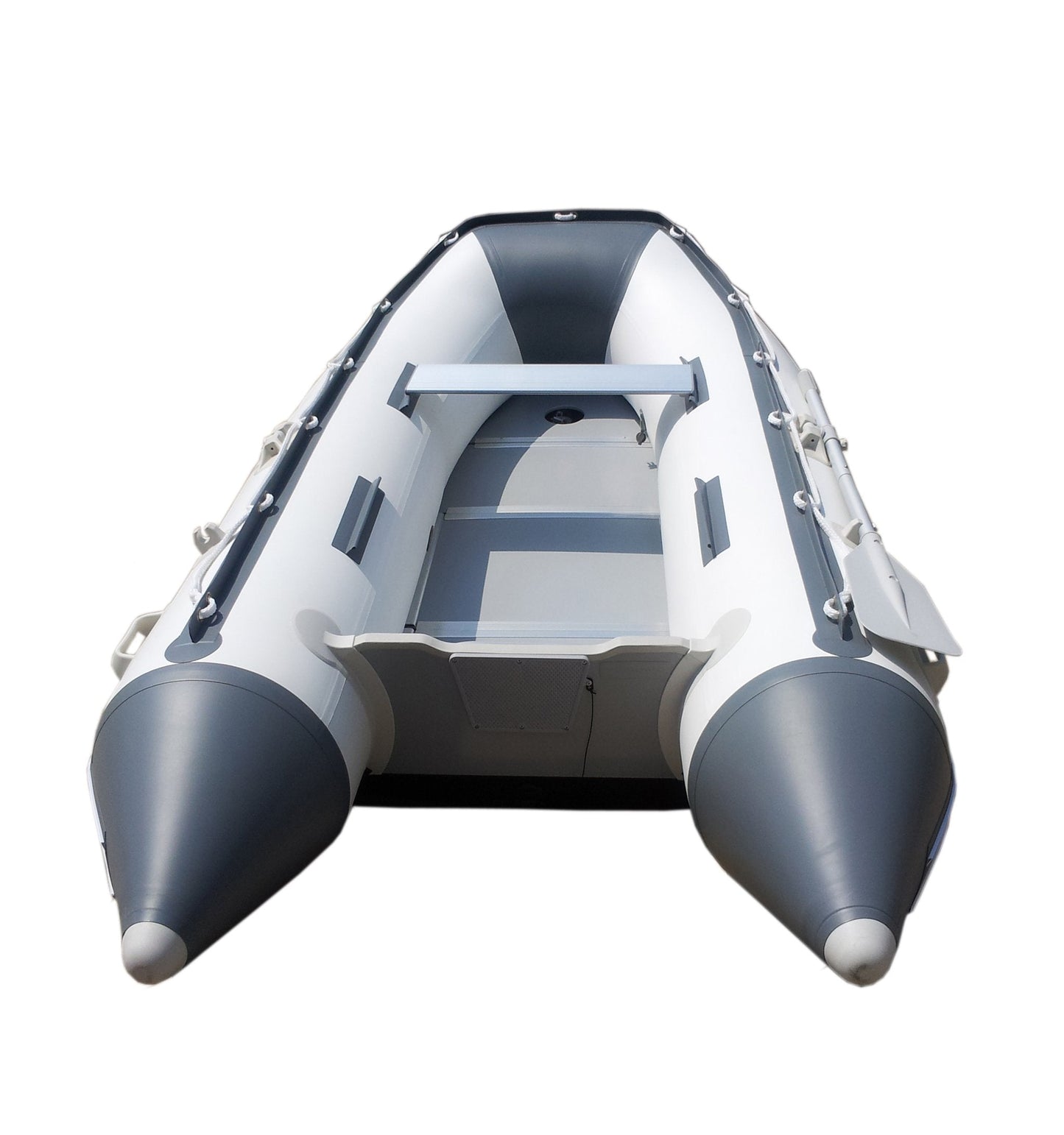 Newport 8ft 10in Dana Inflatable Sport Tender Dinghy Boat - 3 Person - 10 Horsepower - USCG Rated, White/Gray