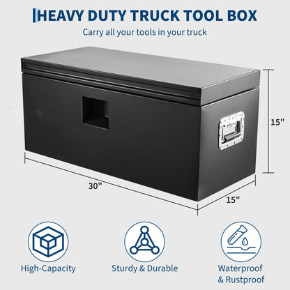 GarveeLife Heavy Duty Steel Truck Bed Tool Box – Weatherproof & Lockable Storage with Dual Gas-Shock Lids, Drill-Proof Security, Global Fit for Pickup, Trailer, RV – Secure Truck Bed Toolbox